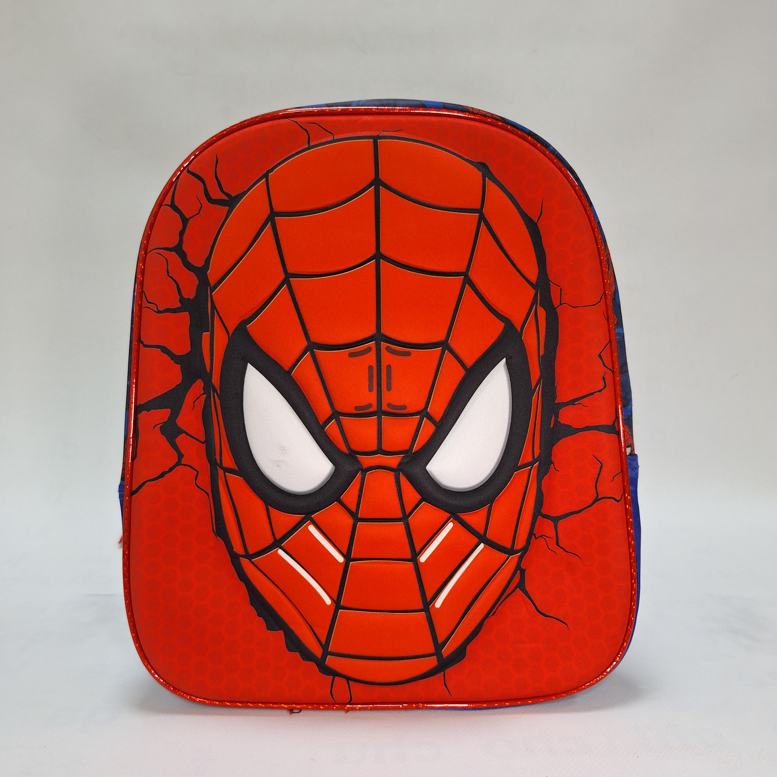 حقيبة ظهر مدرسية للأطفال قناع سبايدرمان ثلاثية الأبعاد - أحمر ناري وأزرق (KIDS-SPIDERMAN-MASK-3D) 🎒🕷