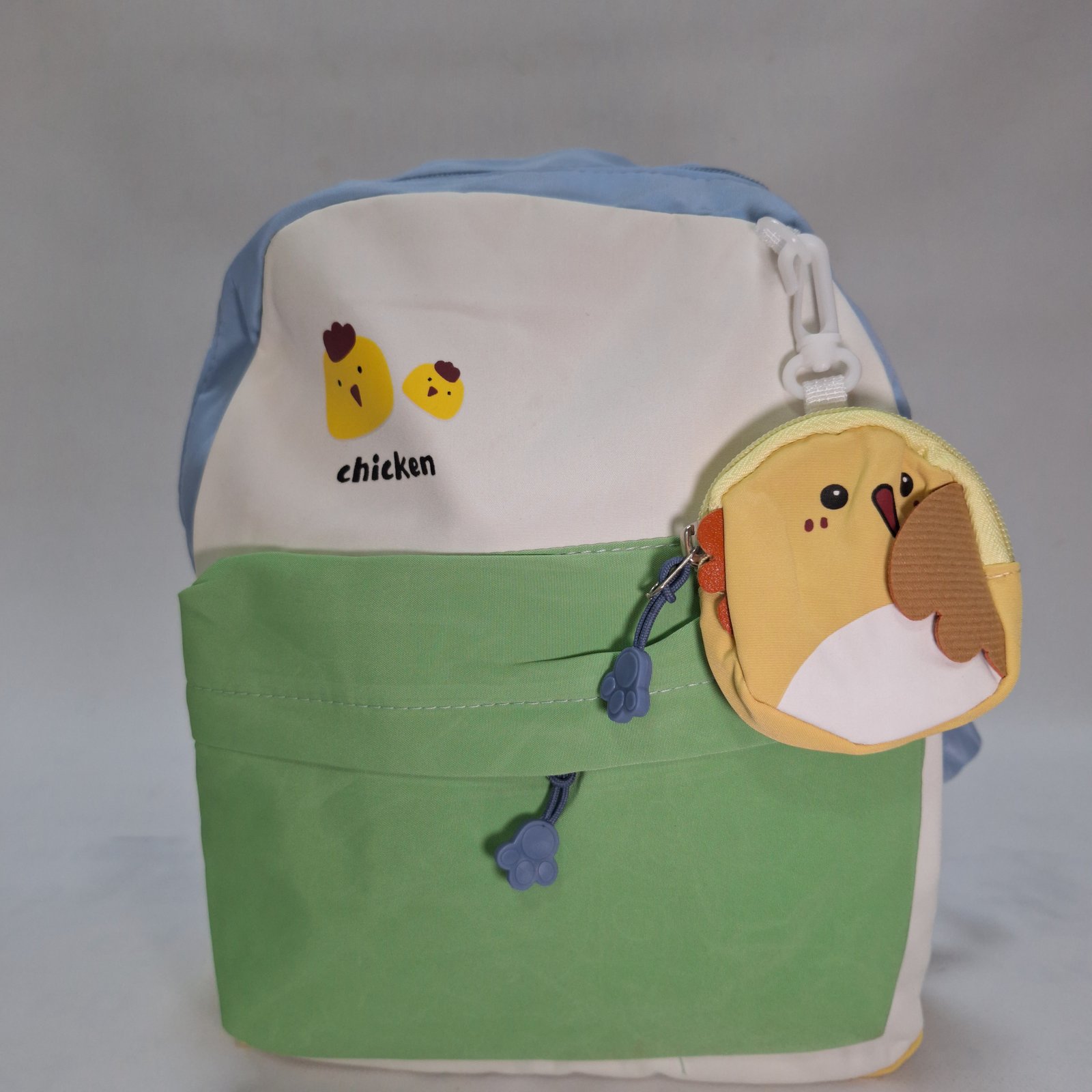 حقيبة ظهر مدرسية للأطفال صوص الكتكوت مع محفظة صغيرة معلقة - ألوان باستيل مبهجة (KIDS-CHICKEN-PASTEL-