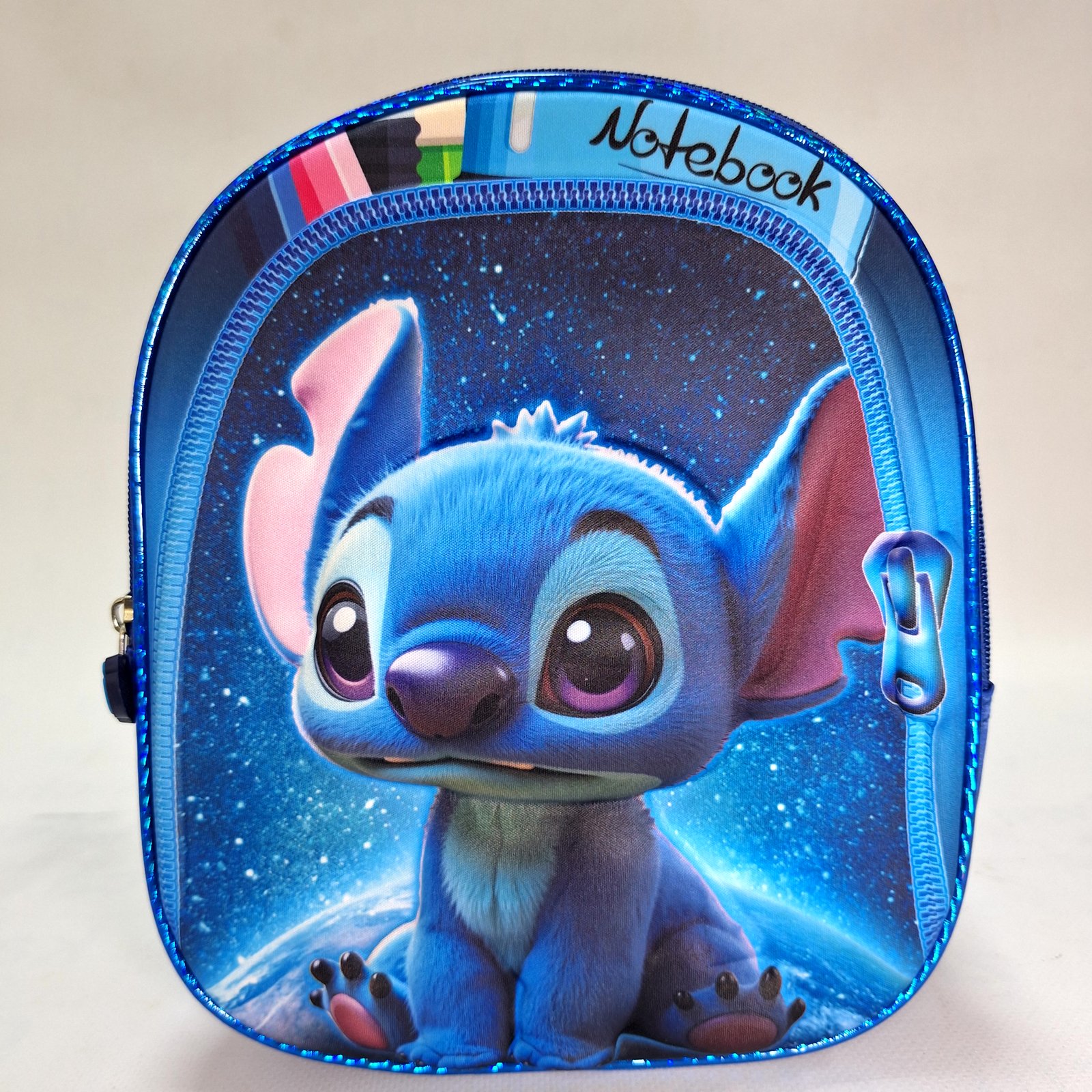 حقيبة ظهر مدرسية للأطفال ستيتش الفضائي ثلاثية الأبعاد - أزرق ملكي كوني (KIDS-STITCH-GALAXY-3D-BL) 🎒🌌