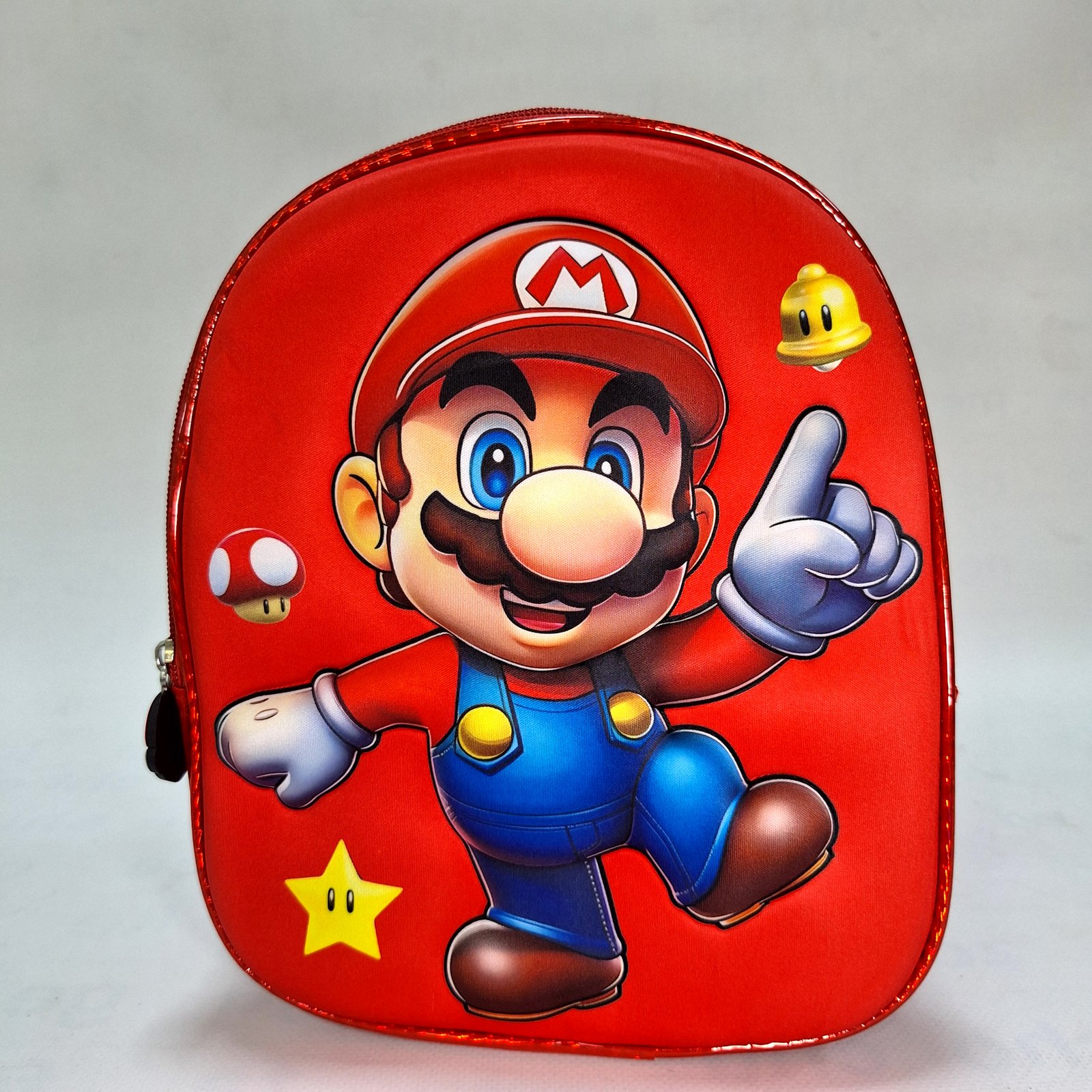 حقيبة ظهر مدرسية للأطفال سوبر ماريو ثلاثية الأبعاد - أحمر ناري وأزرق نيترو (KIDS-SUPER-MARIO-3D-RD) 