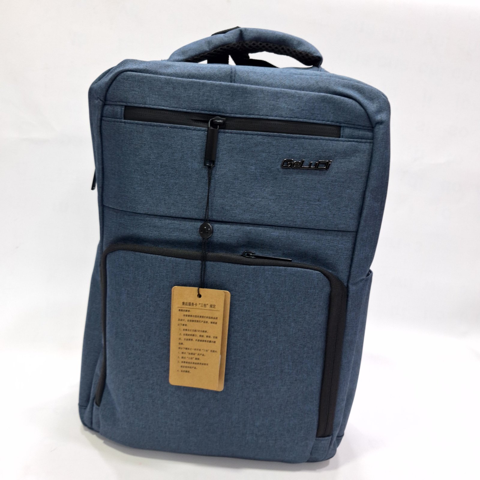 حقيبة ظهر رجالية ولابتوب فاخرة جيلودي للأعمال - أزرق جينز ميلانج (BUSINESS-GELUDI-SLIM-LAPTOP-BL) 🎒💻
