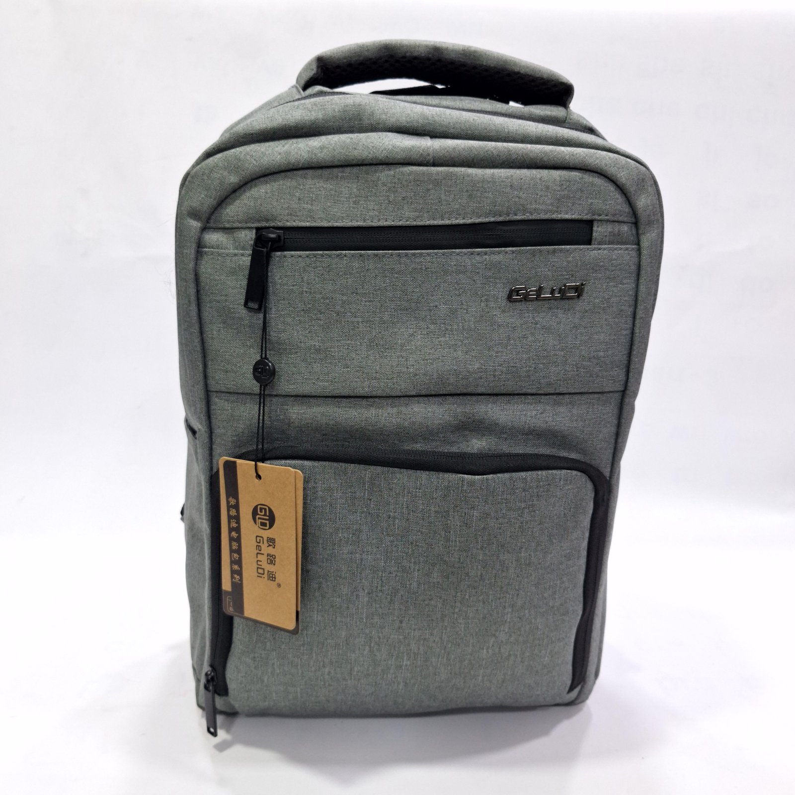 حقيبة ظهر رجالية ولابتوب فاخرة جيلودي للأعمال - رمادي رصاصي ميلانج (BUSINESS-GELUDI-SLIM-LAPTOP-GR) 