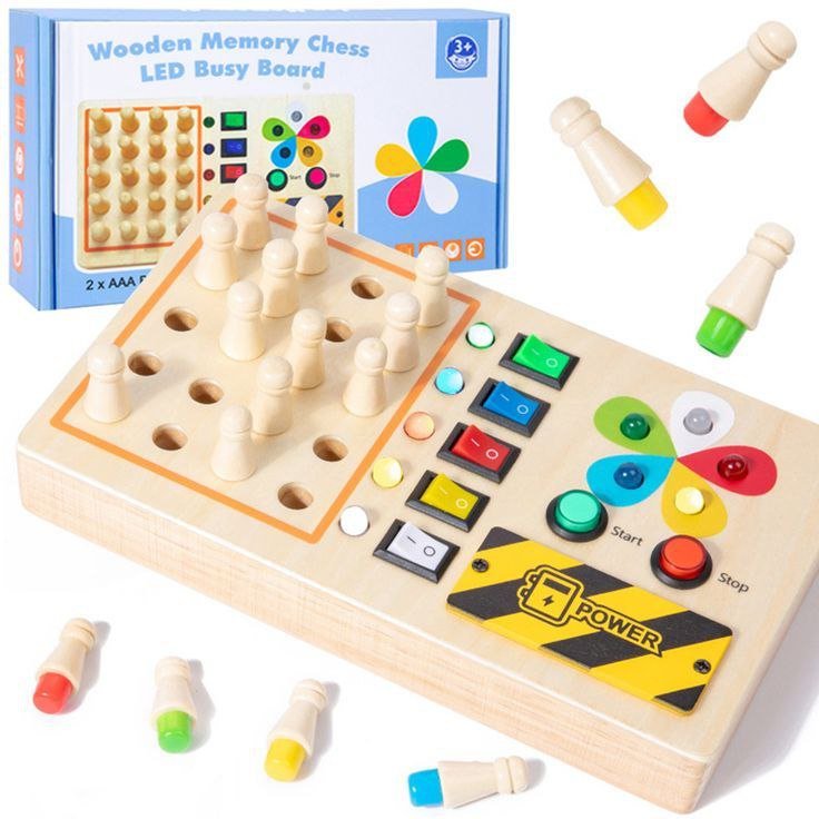 Wooden Memory Chess LED Busy Board