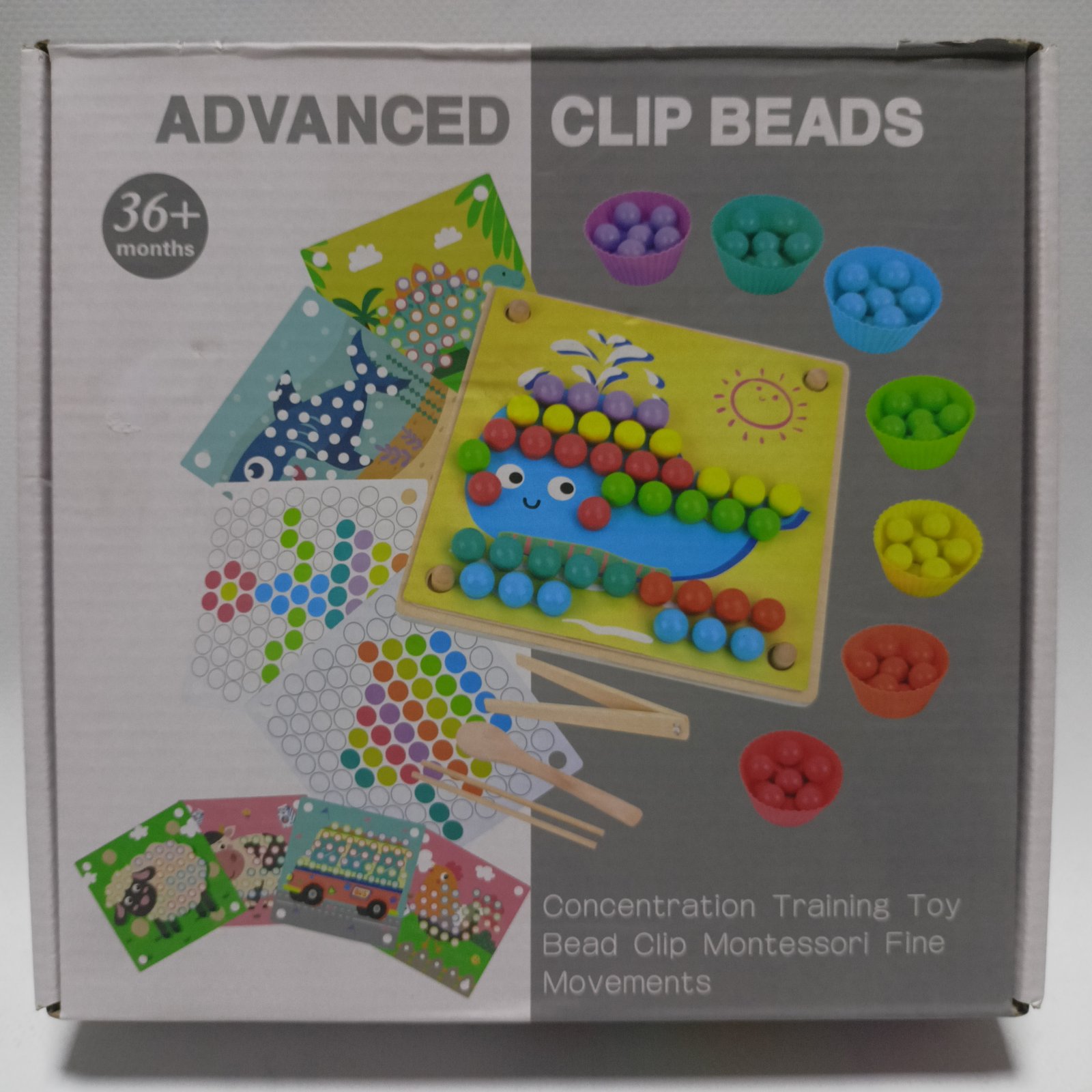 Montessori Wooden Clip Beads Game - لعبة الخرز والملقط