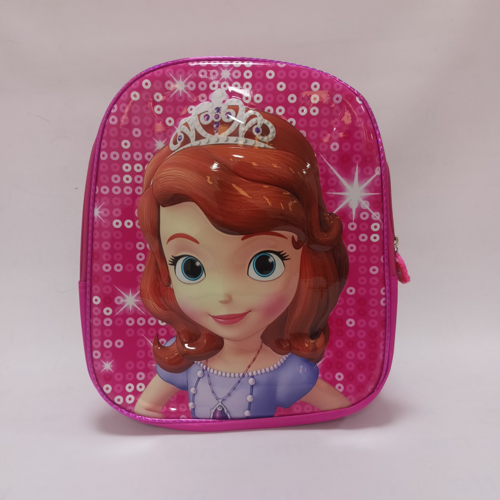 حقيبة ظهر مدرسية للأطفال الأميرة صوفيا ثلاثية الأبعاد - فوشيا ملكي برّاق (KIDS-SOFIA-PRINCESS-3D-PK)