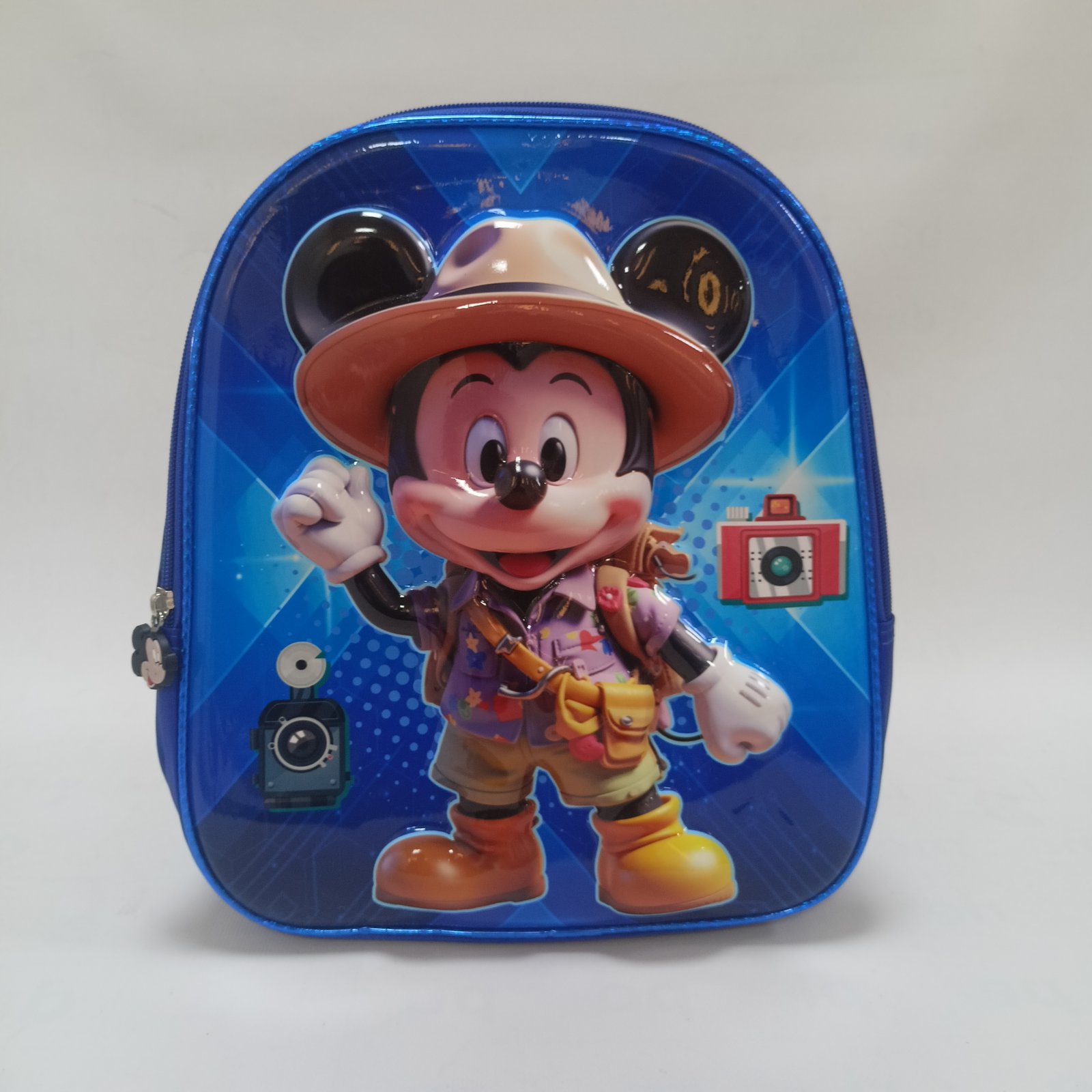 حقيبة ظهر مدرسية للأطفال ميكي ماوس المستكشف ثلاثية الأبعاد - أزرق ملكي برّاق (KIDS-MICKEY-SAFARI-3D-