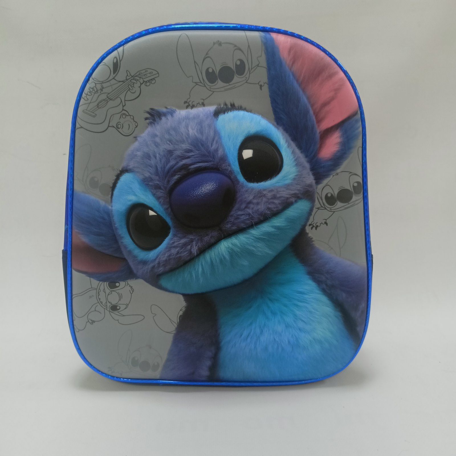 حقيبة ظهر مدرسية للأطفال ستيتش الفروي ثلاثية الأبعاد - أزرق ورمادي كلاسيك (KIDS-STITCH-FLUFFY-3D-BL)