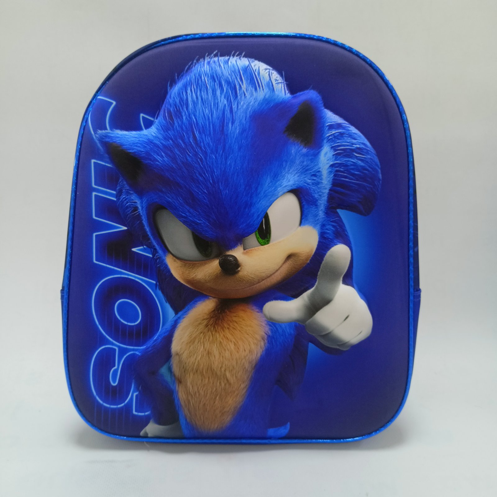 حقيبة ظهر مدرسية للأطفال سونيك القنفذ السريع ثلاثية الأبعاد - أزرق كحلي برّاق (KIDS-SONIC-SPEED-3D-B
